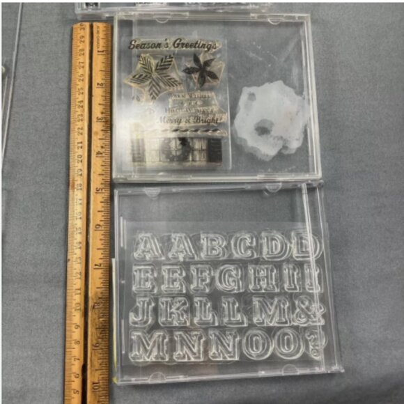 Lot 6 Clear Polymer Rubber Stamp Set Words Xmas Alphabet Japan Garden Birthday - Picture 3 of 5